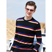 JOW乔沃秋季男式时尚撞色条纹长袖T恤