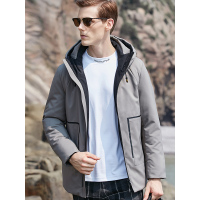 JOW乔沃秋冬男式时髦立领连帽休闲羽绒服