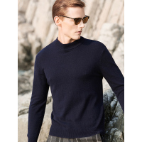 JOW乔沃秋季男式时尚修身圆领休闲羊绒打底衫