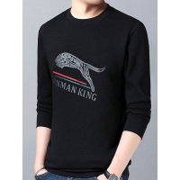 JOW乔沃 加绒卫衣长袖秋季搭配男装时尚印花款加厚