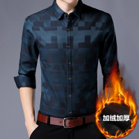 JOW乔沃加绒格纹加厚男式时尚商务衬衫