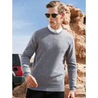 JOW乔沃纯羊毛衫男秋冬新款纯色圆领中青年毛衣商务休闲针织打底衫