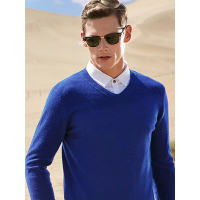 JOW乔沃纯羊毛男式V领秋季新款时尚休闲保暖打底衫