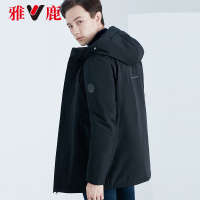 雅鹿2019冬季新款连帽羽绒服男商务款保暖羽绒防寒衣服外套反季D