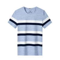 雪中飞2019春夏新款透气亲肤纯色简约条纹男士T恤男士运动短袖