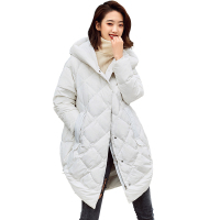 雪中飞羽绒服女中长款韩版宽松显瘦连帽白鸭绒反季清仓冬季外套潮