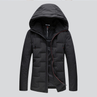 雪中飞羽绒服男短款连帽冬季新款纯色青年休闲加厚白鸭绒外套