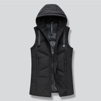 雪中飞羽绒马甲男中长款连帽冬新款坎肩修身外搭