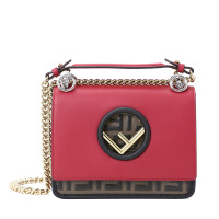 FENDI/芬迪 女包金属F圆环撞色斜挎单肩包 小号 8BT286 18.5x14x8CM