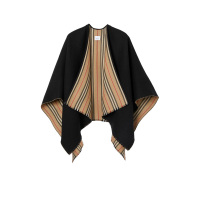 预订BURBERRY\博柏利 标志性条纹装饰羊毛披肩 130 x 130cm