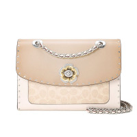 20新款 COACH 女士单肩斜挎包 967 牛皮革\涂层帆布