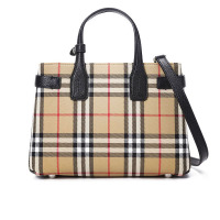 预售 博柏利 BURBERRY Banner 通勤手拎小号 女士手提包 字母印字标经典条纹织物4076948 金扣