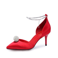 HARSON/哈森 尖头水钻女鞋高跟中空鞋HM80307