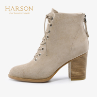 HARSON/哈森圆头粗跟短筒短靴HA97136