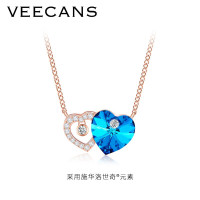 veecans采施华洛世奇元素心连心项链女925纯银锁骨链潮N0681-SR2B3