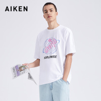 aiken/爱肯情侣装夏装丅恤男短袖T恤潮牌印花打底衫韩版宽松半袖