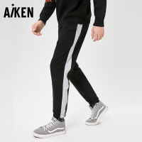 aiken/爱肯休闲裤男宽松弹力韩版男裤子宽松黑色加绒加厚长裤