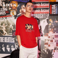 aiken/爱肯短袖T恤男潮流半袖宽松日系夏季男装上衣纯棉丅恤潮牌