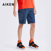 aiken/爱肯2019新牛仔短裤男潮夏季宽松休闲五分裤男士工装短裤