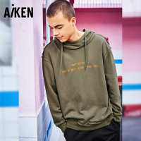 aiken/爱肯男卫衣连帽韩版刺绣新款卫衣帽衫外套潮