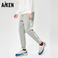aiken/爱肯运动裤男长裤秋冬加绒加厚宽松直筒针织大码休闲裤子