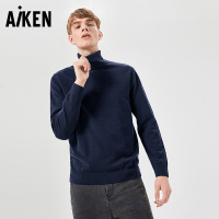 aiken/爱肯高领毛衣男秋冬加厚针织衫男士修身毛衫潮流打底衫男