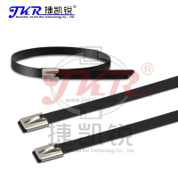 捷凯锐(JKR)304包塑粘塑不锈钢扎带7.9*800MM船用自锁扎带电缆扎带捆绑带
