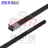 捷凯锐(JKR)304包塑不锈钢扎带 5.6*1450MM 外包PVC地铁电缆L型不锈钢扎带 电缆桥架盖板加固扎