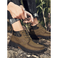 英伦班纳(ENLEN&BENNA)2019新款男鞋户外休闲男皮鞋英伦真皮高帮工装大码户外运动鞋子潮