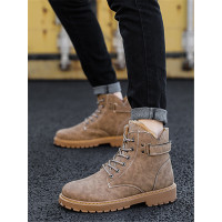 英伦班纳(ENLEN&BENNA)冬季马丁靴高帮工装鞋加绒保暖雪地棉鞋英伦短靴