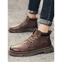 英伦班纳(ENLEN&BENNA)马丁靴男冬季男鞋高帮皮靴英伦中帮短靴