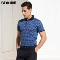 依文男装商务休闲小翻领格子polo衫EF661822