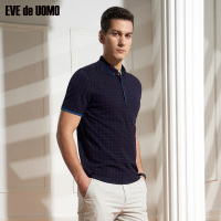依文印花T恤男 翻领polo衫男 桑蚕丝男士商务T恤短袖EF661472