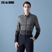 EVE de UOMO/依文男T恤商务时尚翻领渐变拼接长袖T恤EF760531