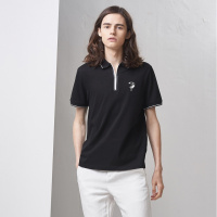 诺丁山新款POLO衫男士翻领黑色短袖T恤男休闲上衣服半袖NF680362