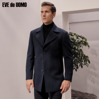 依文冬季大衣男英伦羊毛西服领商务中长款毛呢大衣