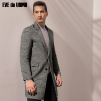 依文秋冬毛呢大衣男中长款英伦风大衣 双面呢千鸟格外套EI880590