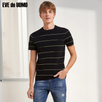 依文条纹短袖男 高弹力圆领短袖男潮牌 潮流EF690382