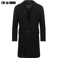 依文呢子大衣男 中长款 秋冬款 毛呢黑色商务外套
