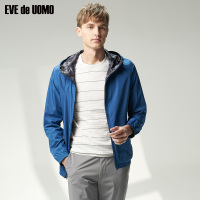 依文春季商场同款时尚纯色工装夹克开襟连帽夹克男外套