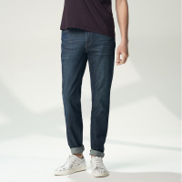 依文男士简约休闲牛仔裤时尚修身舒适透气微弹牛仔裤子