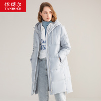 坦博尔2019新款羽绒服女中长款韩版修身连帽秋冬保暖外套TB19770