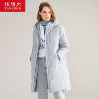 坦博尔2019新款羽绒服女中长款韩版修身连帽秋冬保暖外套TB19770
