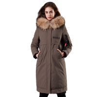 坦博尔羽绒服女士中长毛领派克时尚女外套 TB18666