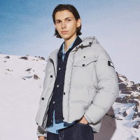 坦博尔新款男羽绒服短款连帽休闲保暖面包服潮流外套