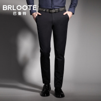 Brloote/巴鲁特男士纯棉商务休闲裤男修身西裤长裤冬装裤子 藏青