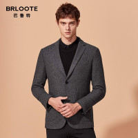 Brloote/巴鲁特西服男 商务休闲羊毛修身两粒扣便西外套 春秋装 深灰