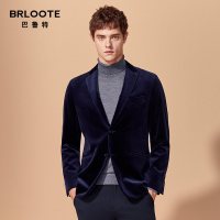 Brloote/巴鲁特西服男 男士休闲修身纯棉两粒扣便西西装 春秋装 藏青