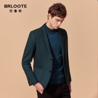 Brloote/巴鲁特西服男 休闲青年纯羊毛修身西装便西外套 春秋装 蓝绿