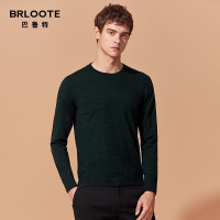 Brloote/巴鲁特男 休闲圆领花纱纯羊毛打底衫 秋冬装